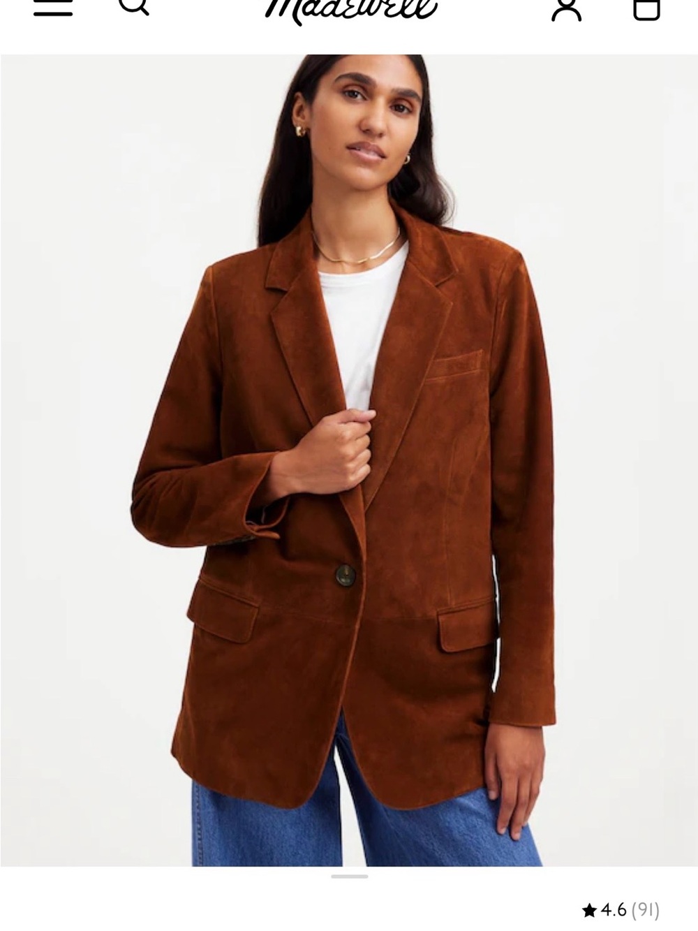 Madewell Klein Suede Blazer NWT $498 on website size 8